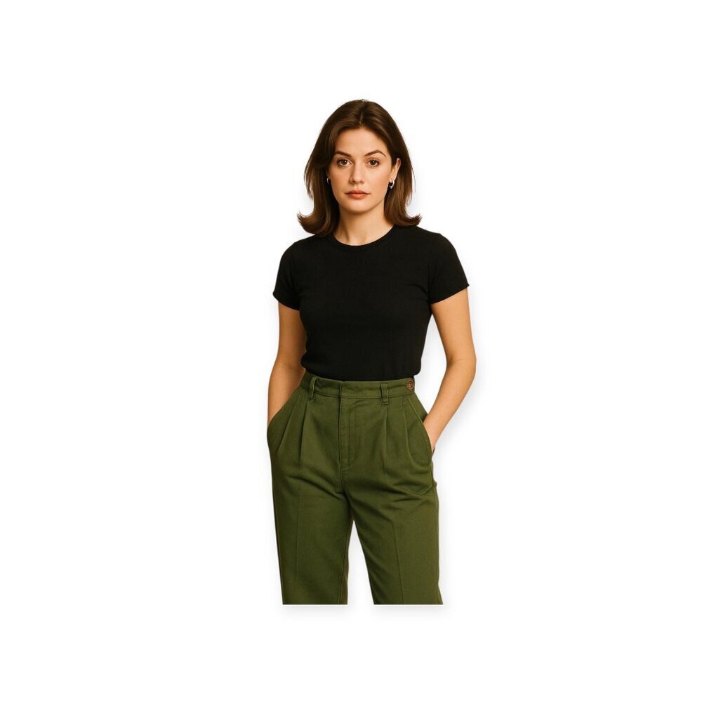 Vintage GAP 90s Olive Green Cropped Cotton Trousers High Rise Size 26
